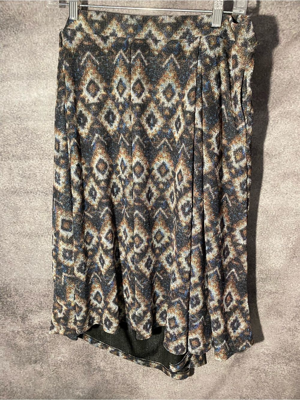 LuLaRoe High Low Circle Skirt 3XL Southwest Geometric Ikat Metallic Shimmer